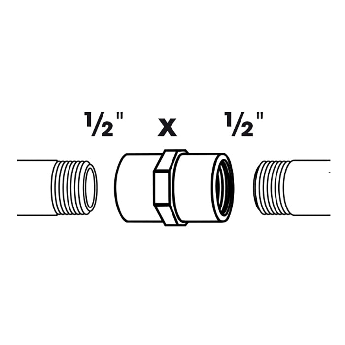 Manchon de réduction 2x filetage intérieur - Ø13 (½") x Ø13 (½") mm