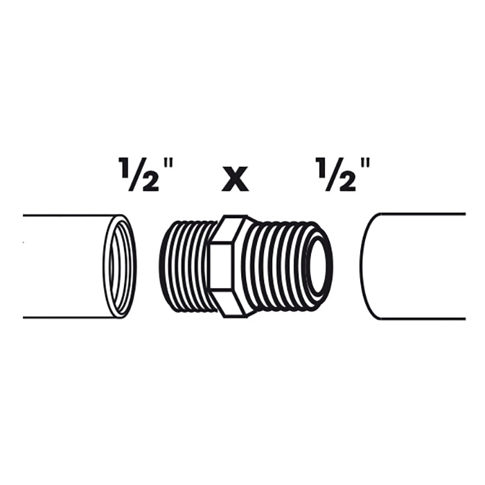 Double raccord 2x filetage extérieur - Ø13 (½") x Ø13 (½") mm