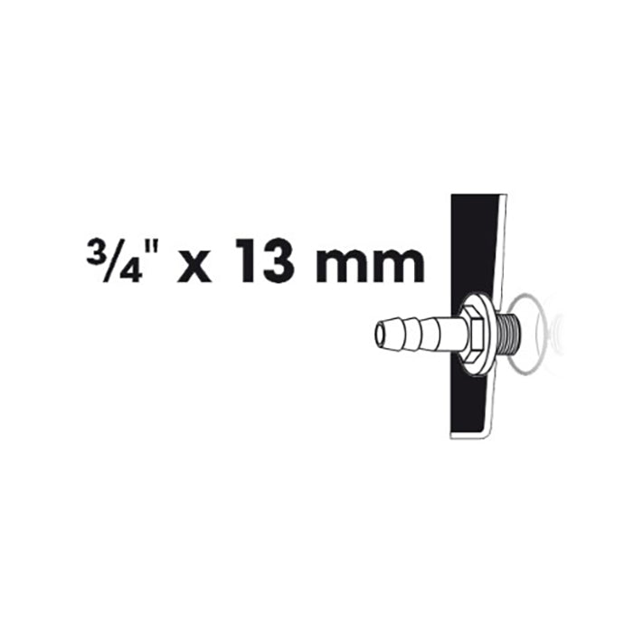 Embout cannelé 1x, filetage extérieur - Ø19 (¾") x Ø13 (½") mm