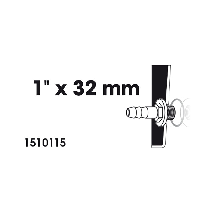 Embout cannelé 1x, filetage extérieur - Ø25 (1") x Ø32 (1¼") mm