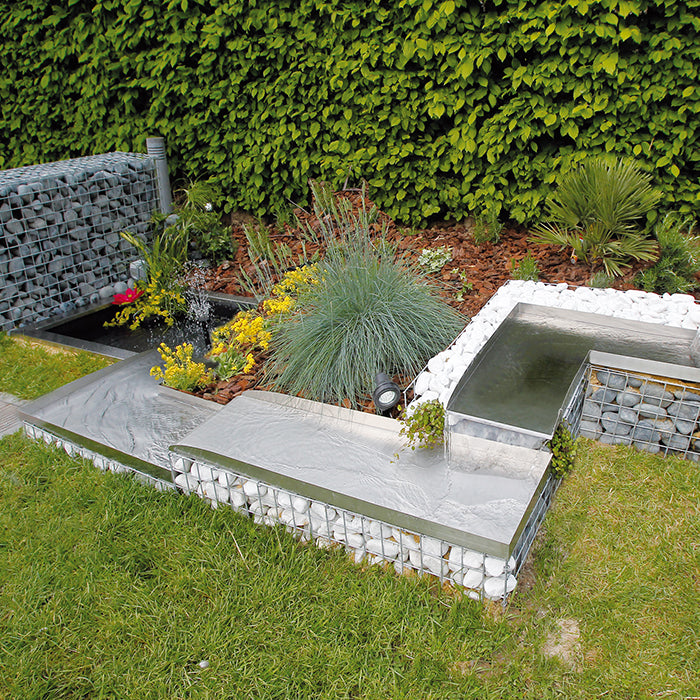 WOLGA 90˚, angle gauche - cours d'eau, Inox 304 - H4 x 48 x 48 cm