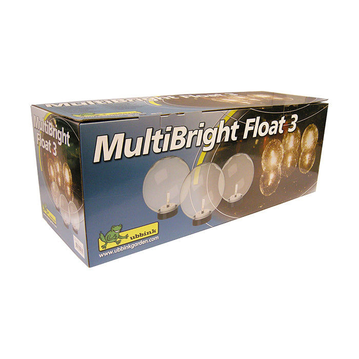 MULTIBRIGHT FLOAT 3 LED - 3 sphères en acryl flottantes reliées entre elles avec éclairage Leds - 3 Leds G4, 24 SMD blanc chaud, transfo 230VAC/12VAC 6w - Lumen 75, EEK A+, 1,5w