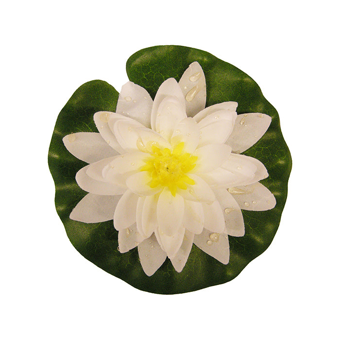 Nénuphar de décoration avec gouttes de pluie - coloris blanc - Ø20 cm