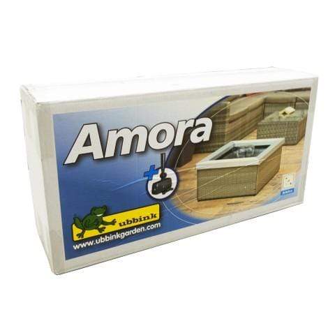 Ubbink Décoration AMORA DAVEPORT - bassin d'eau carré en beige gray braided plastic and aluminum frame - 900l/h, PVC liner - H35 x 74 x 74 cm 8711465870856 1387085